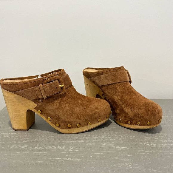 Veronica Beard Dacey Suede Mule Clogs Womens Size 8 in Pecan Brown NWOT - Picture 6 of 10